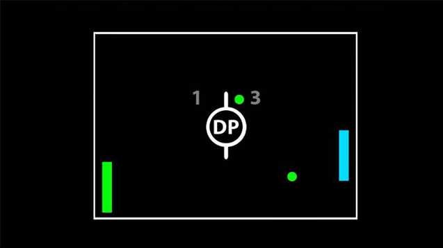 A screenshot of the gameplay from the Singles game event in my Dual Pong game.